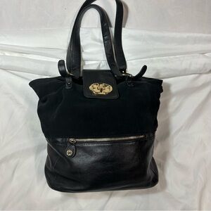 Emma Fox Black Leather and Suede Shoulder bag